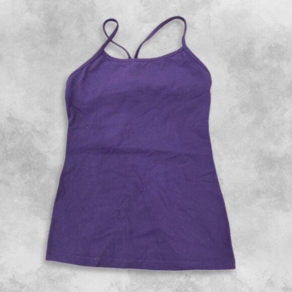 Lululemon Power Y Tank Top Built-In Padded Bra Stretch Fabric Purple Women's 4 - Picture 1 of 4